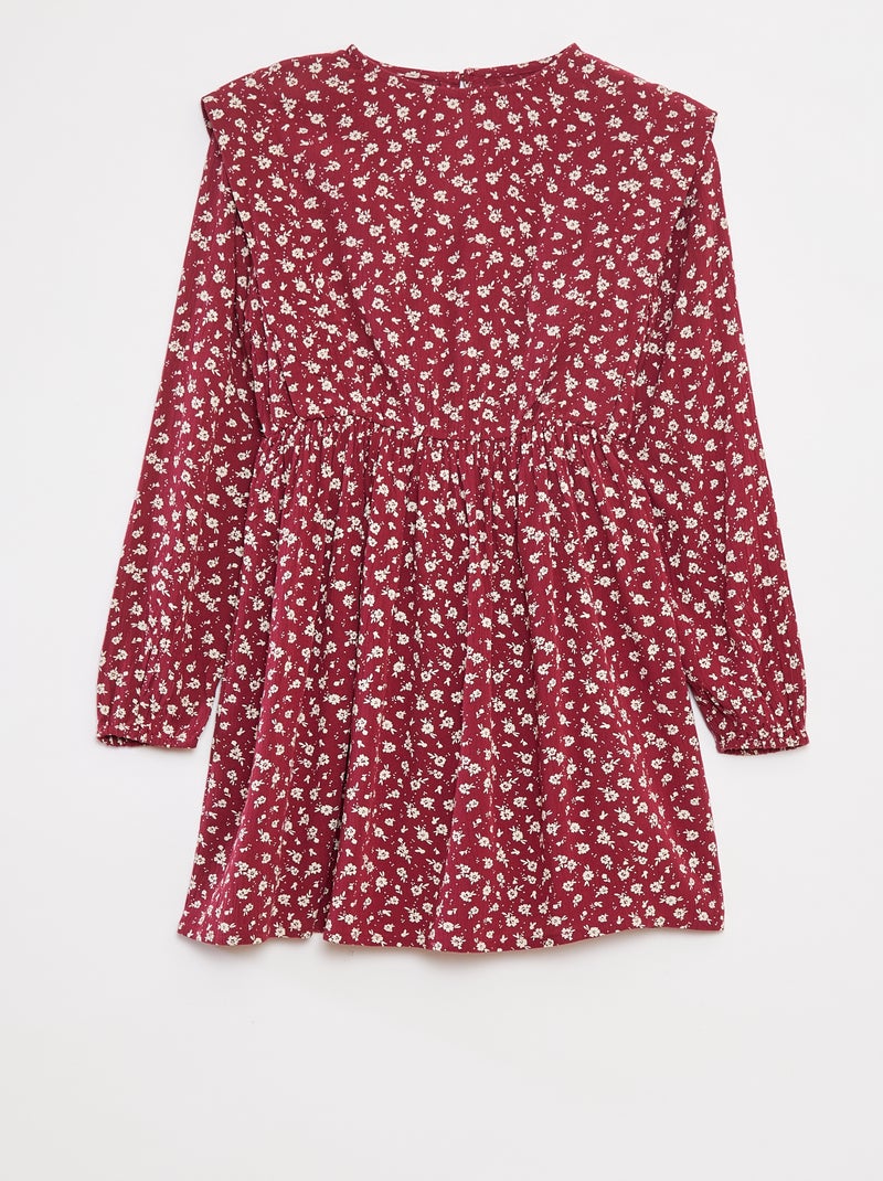 Vestito morbido a fiori in tessuto effetto crêpe Rosso - Kiabi