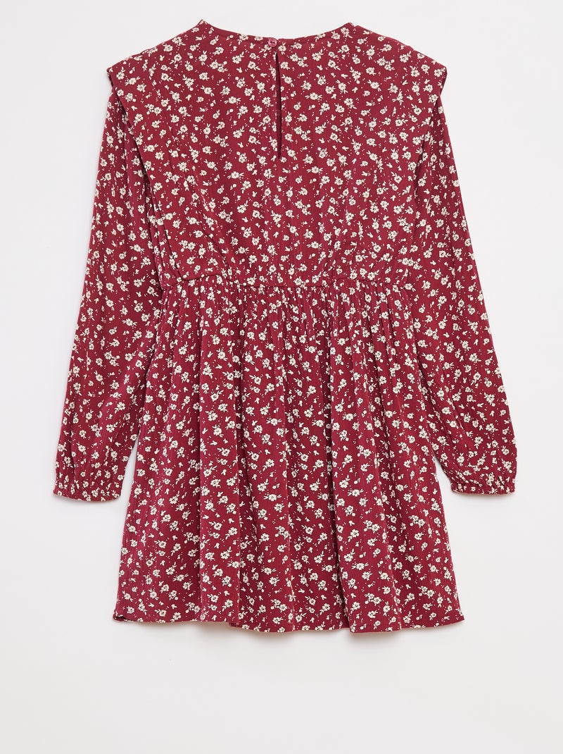 Vestito morbido a fiori in tessuto effetto crêpe Rosso - Kiabi