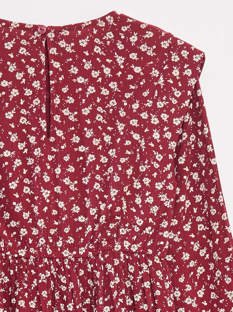 Vestito morbido a fiori in tessuto effetto crêpe Rosso - Kiabi