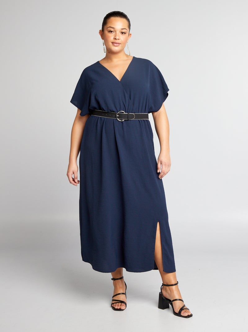 Vestito morbido a maniche corte blu - Kiabi