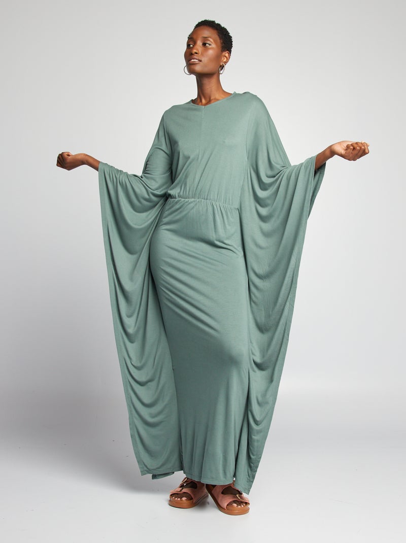 Vestito morbido con maniche a farfalla VERDE - Kiabi