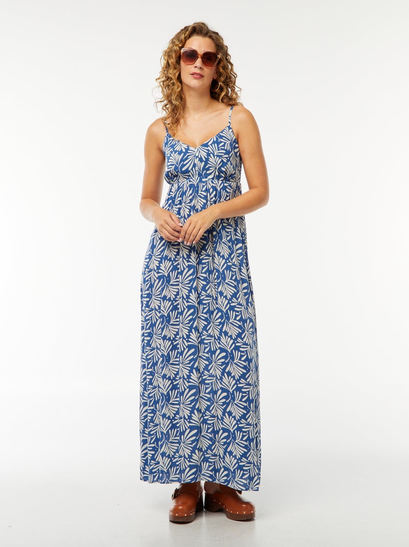 Vestito morbido con motivo floreale e spalline sottili regolabili Blu - Kiabi