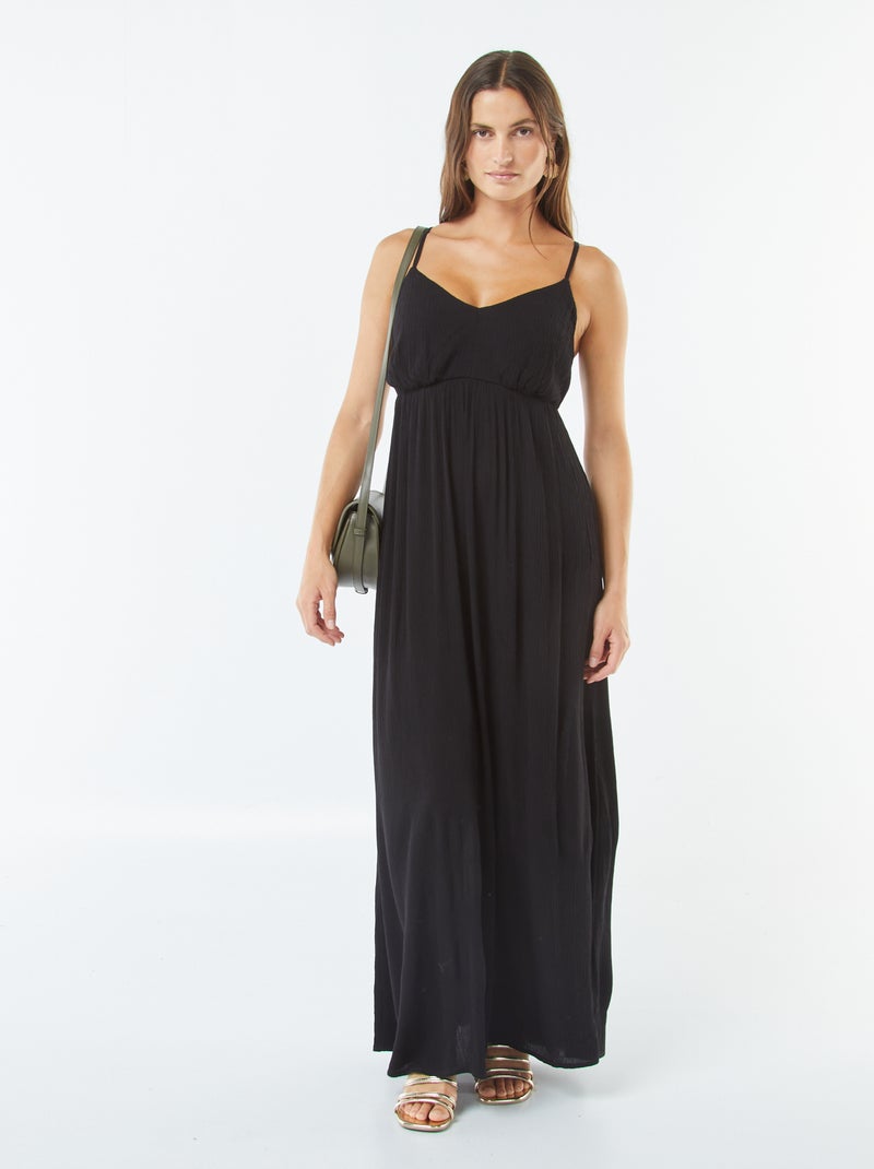 Vestito morbido con motivo floreale e spalline sottili regolabili nero - Kiabi