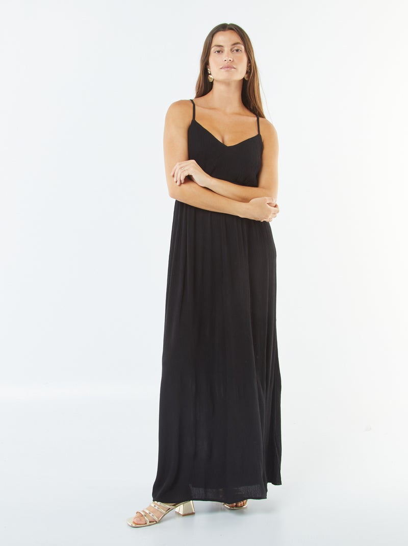 Vestito morbido con motivo floreale e spalline sottili regolabili nero - Kiabi