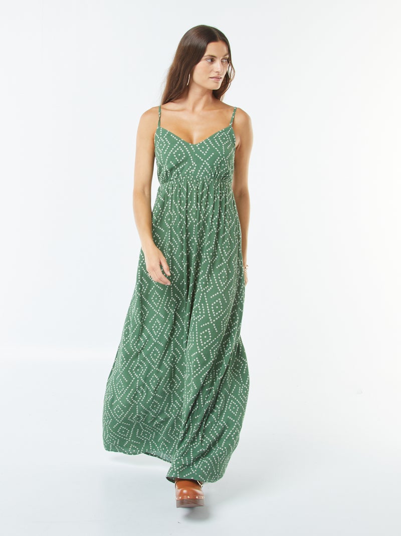 Vestito morbido con motivo floreale e spalline sottili regolabili Verde - Kiabi