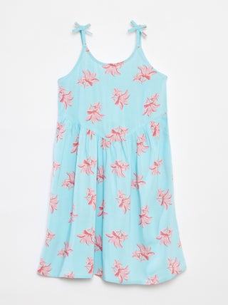 Vestito morbido con spalline sottili e motivo all over