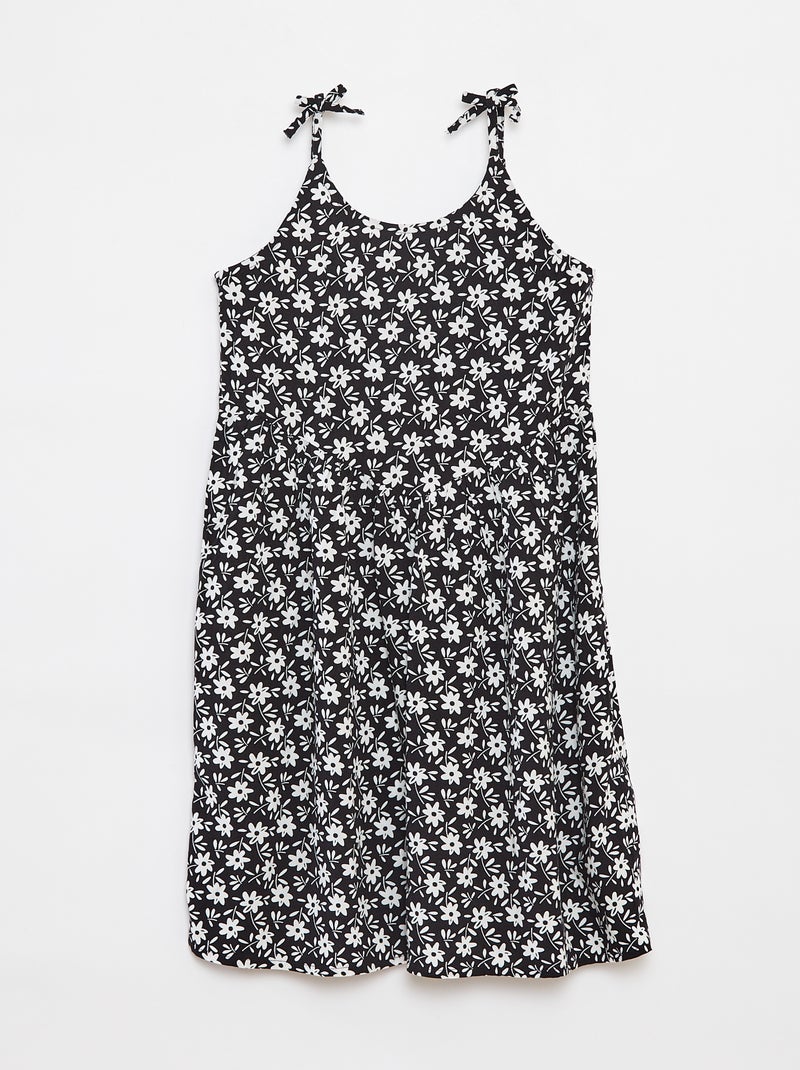 Vestito morbido con spalline sottili e motivo all over Nero - Kiabi