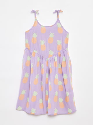 Vestito morbido con spalline sottili e motivo all over