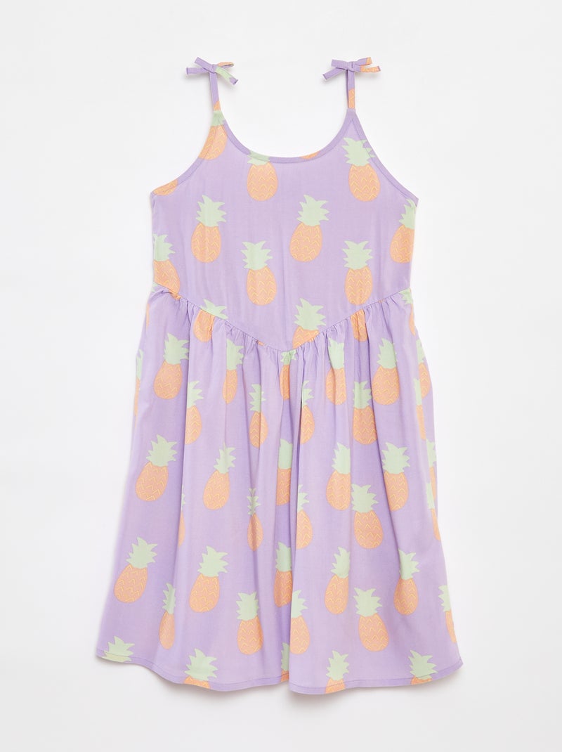 Vestito morbido con spalline sottili e motivo all over Viola - Kiabi