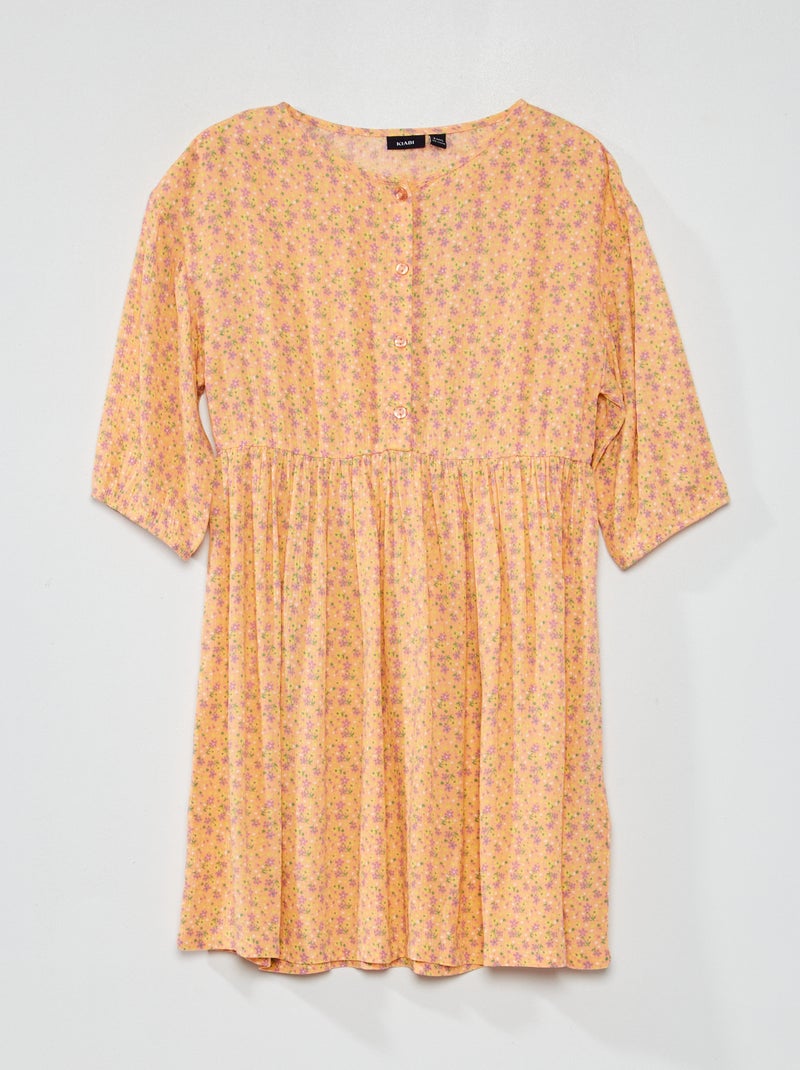 Vestito morbido e leggero con motivi floreali ARANCIONE - Kiabi