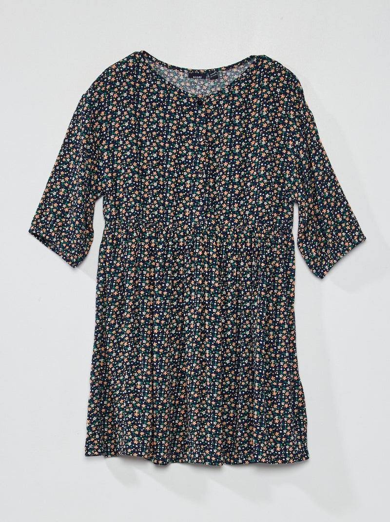 Vestito morbido e leggero con motivi floreali BLU - Kiabi
