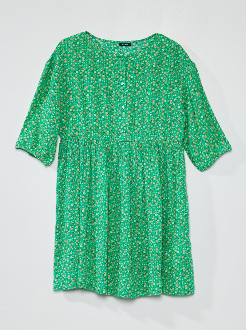 Vestito morbido e leggero con motivi floreali VERDE - Kiabi