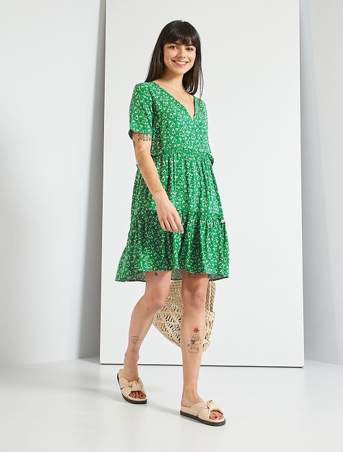 Vestito morbido lunghezza midi a balze - VERDE - Kiabi - 15.00€