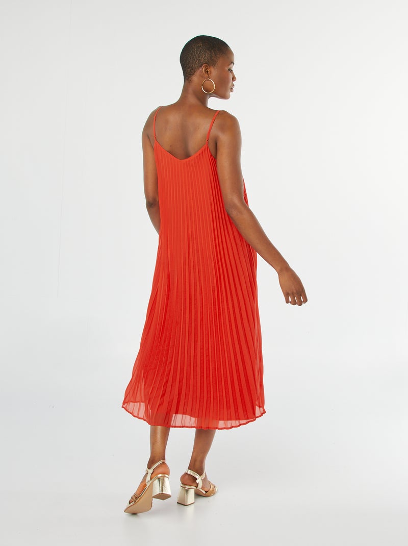 Vestito plissettato con spalline rosso - Kiabi