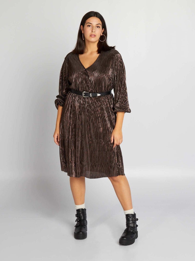 Vestito plissettato iridato MARRONE - Kiabi