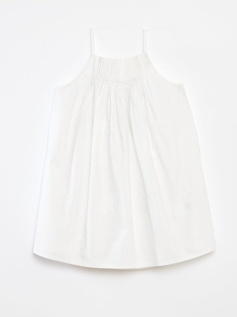 Vestito plissettato ricamato Bianco - Kiabi