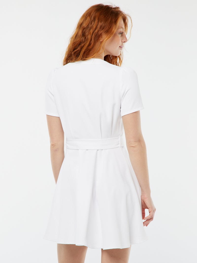 Vestito portafoglio modello corto con scollo incrociato bianco - Kiabi