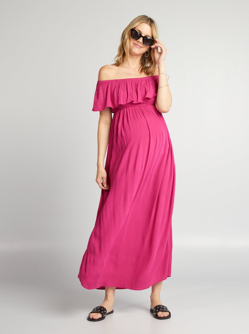 Vestito premaman con scollo bardot ROSA - Kiabi