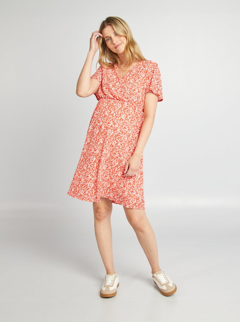 Vestito premaman con scollo incrociato ROSSO - Kiabi