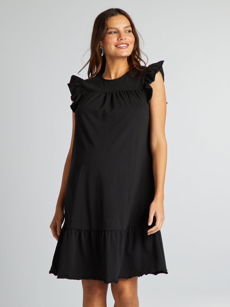 Vestito premaman con volant nero - Kiabi