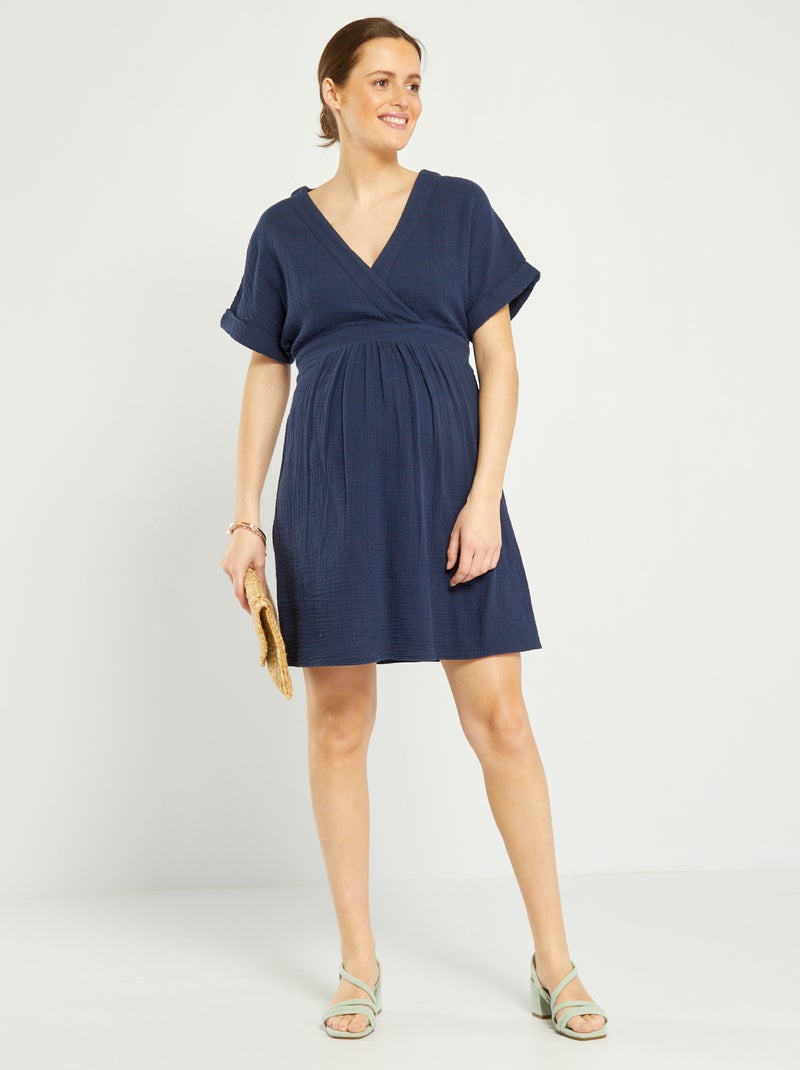 Vestito premaman in garza di cotone Blu Marine - Kiabi