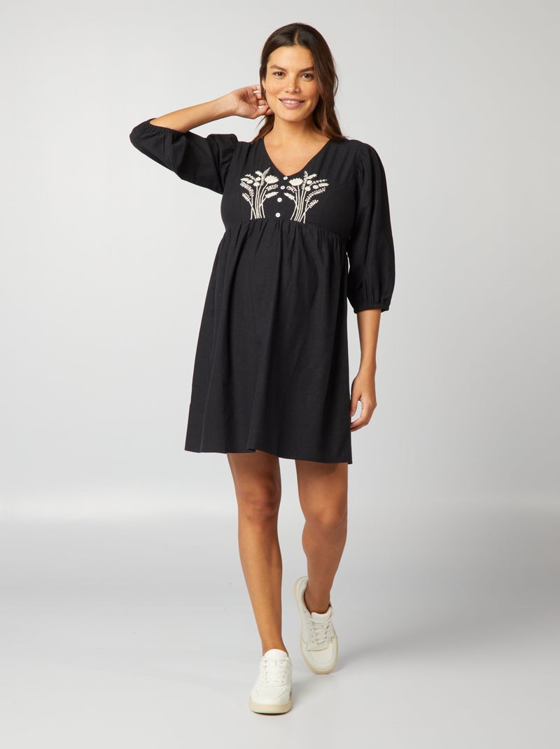 Vestito Premaman Be Mammy Elegante - Maniche Lunghe, Taglio Sotto Seno, Comodo Per Gravidanza E Allattamento, Modello BE20-243