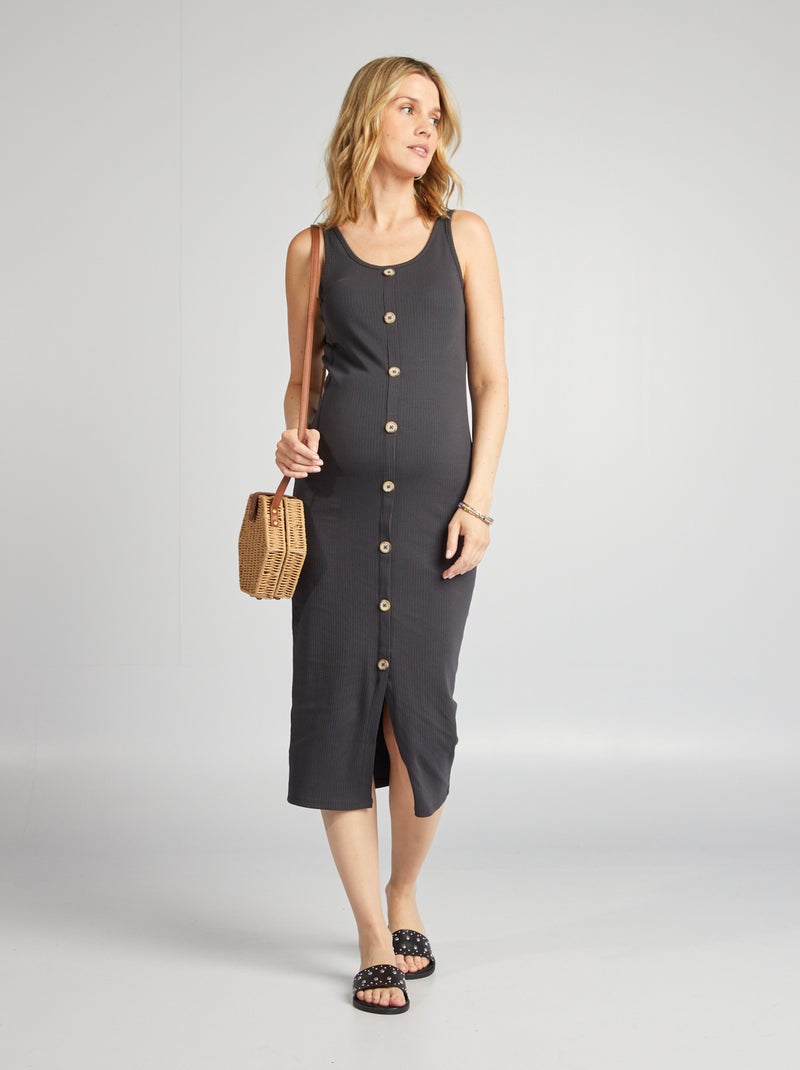 Vestito premaman lungo a coste NERO - Kiabi