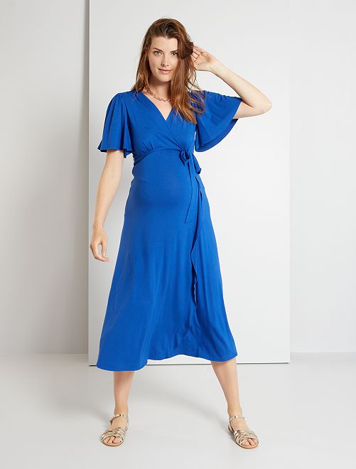 Vestito premaman lungo in maglia - blu oceano - Kiabi - 18.00€