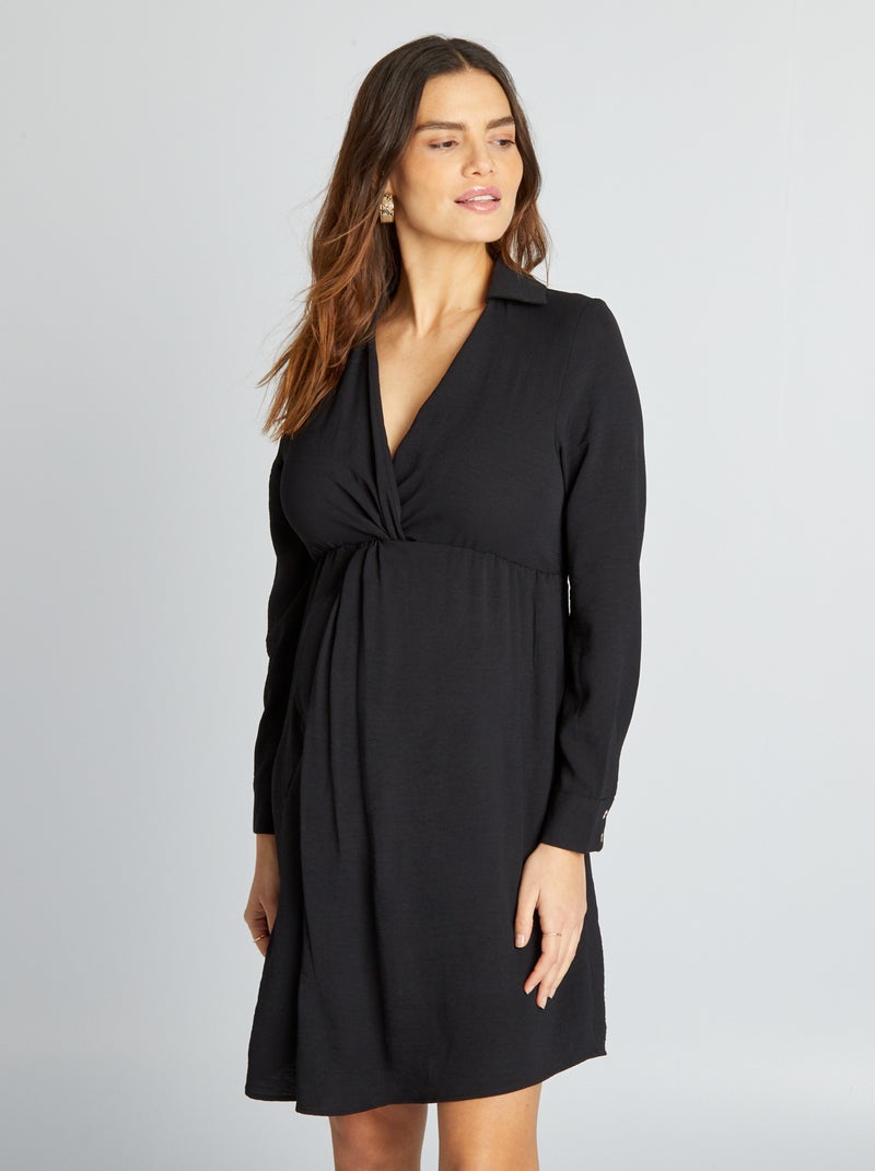 Vestito premaman sciancrato e satinato nero - Kiabi