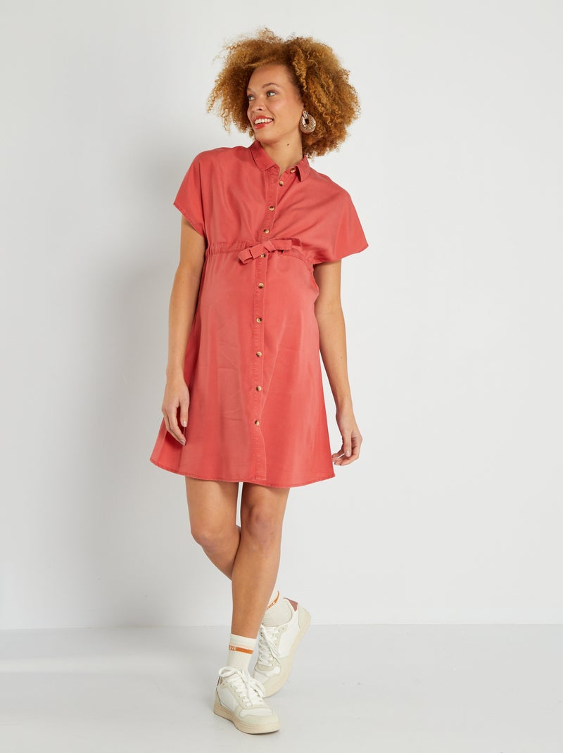 Vestito premaman tipo camicia rosso polvere - Kiabi