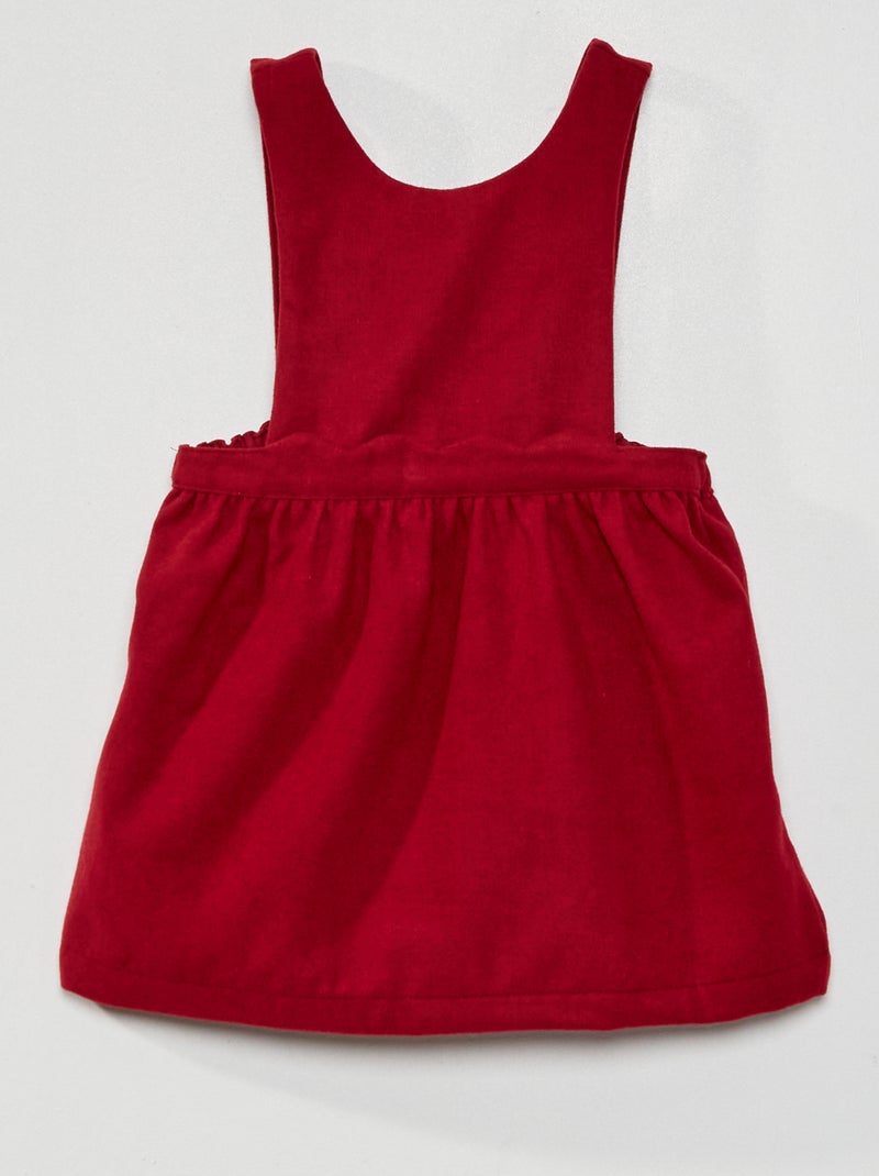 Vestito salopette in flanella rosso bordeaux - Kiabi
