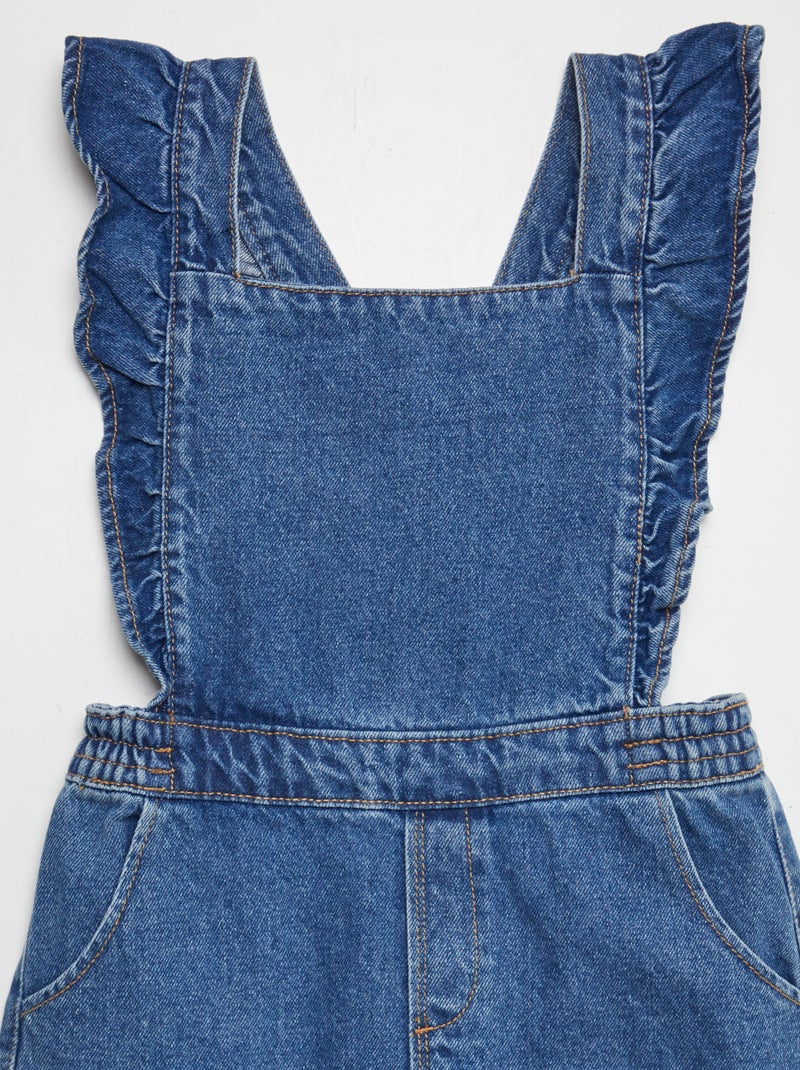 Vestito salopette in jeans con volant BLU - Kiabi