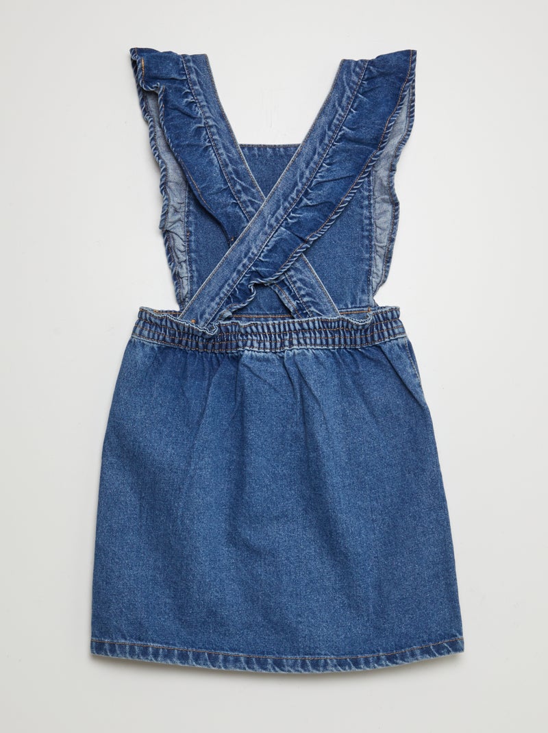 Vestito salopette in jeans con volant BLU - Kiabi