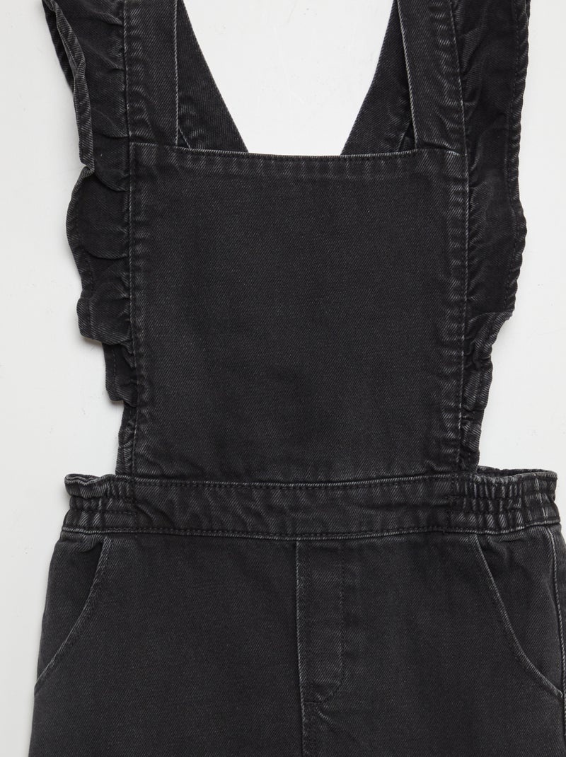 Vestito salopette in jeans con volant GRIGIO - Kiabi