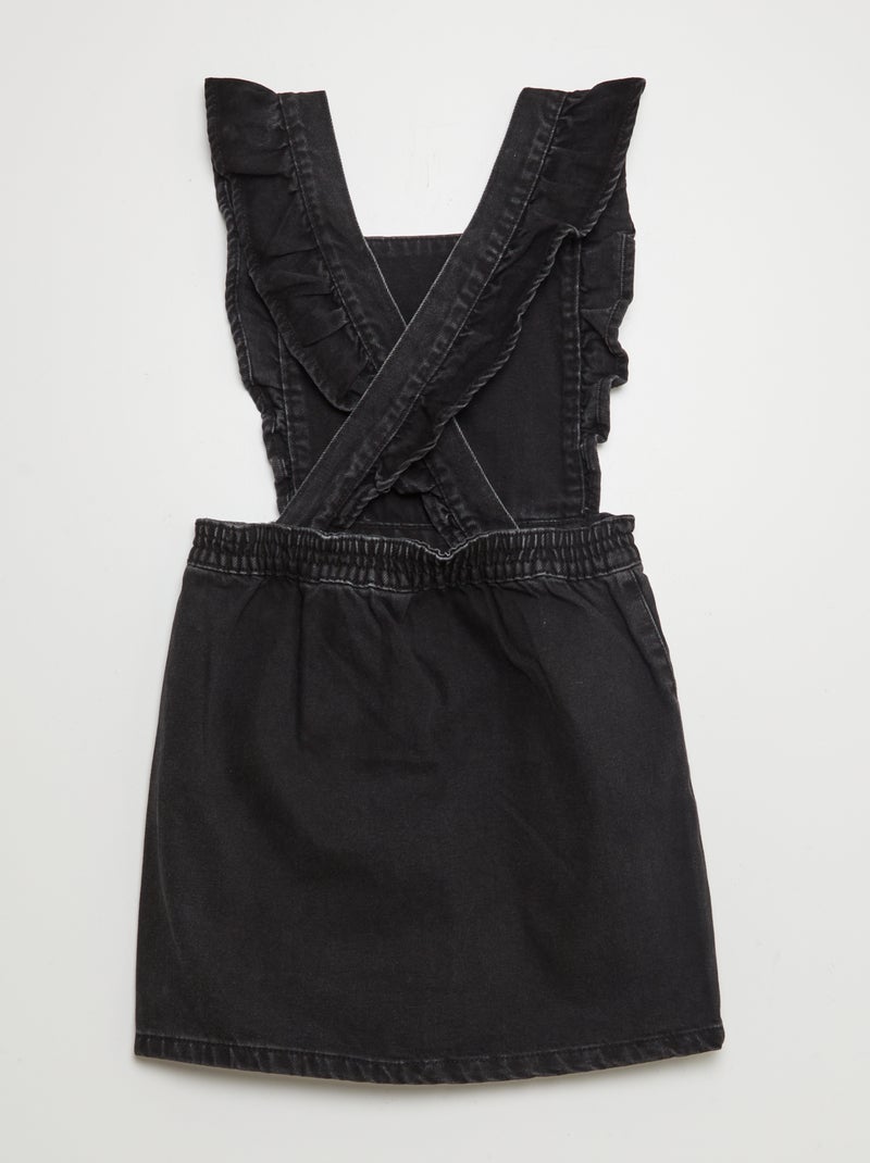 Vestito salopette in jeans con volant GRIGIO - Kiabi