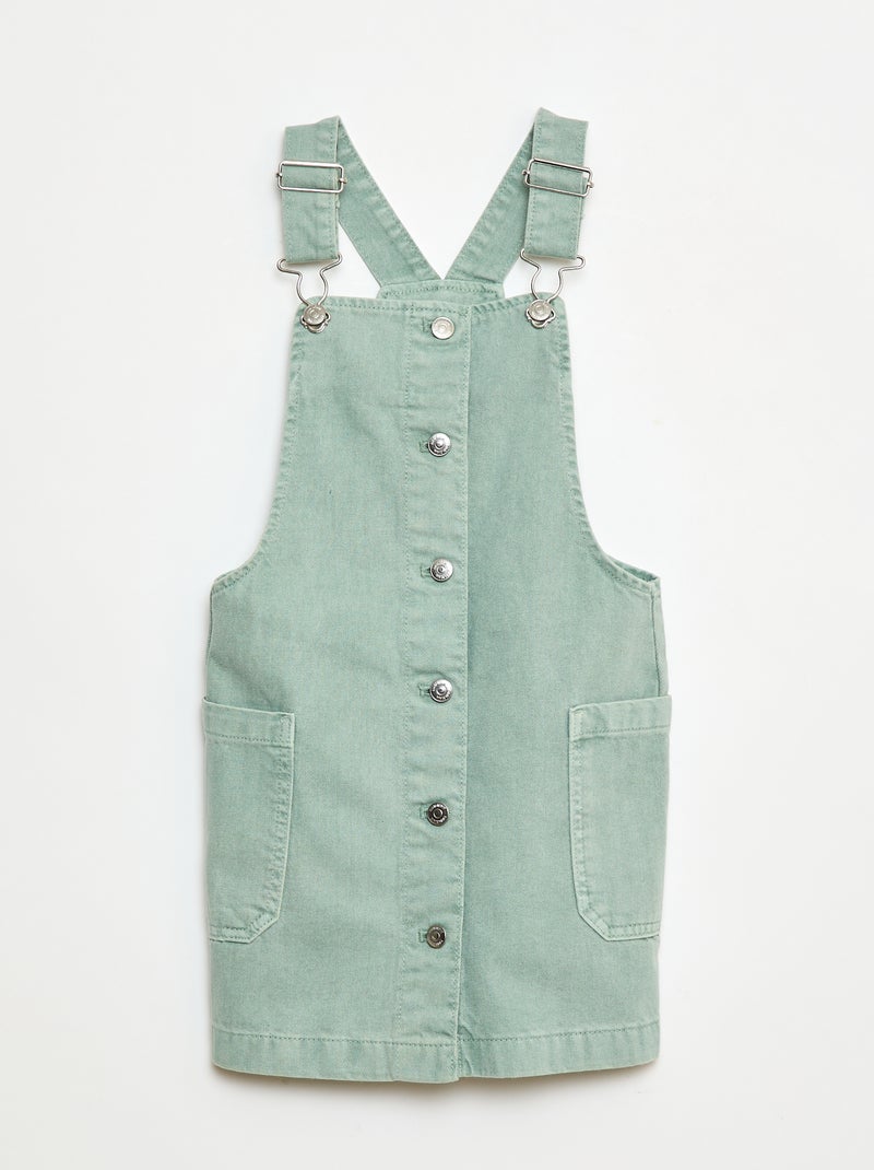 Vestito salopette in jeans Verde - Kiabi