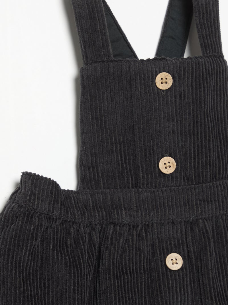 Vestito salopette in velluto a coste Nero - Kiabi