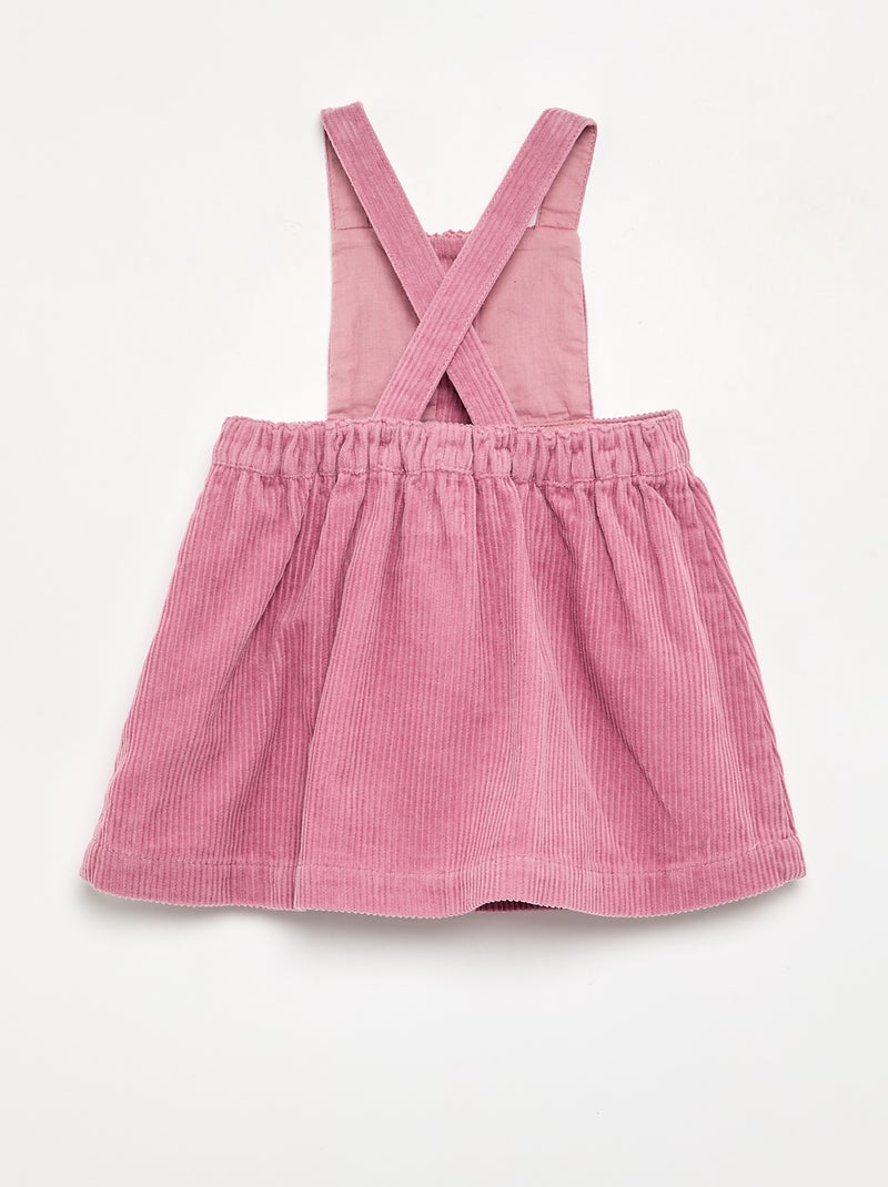 Vestito salopette in velluto a coste Rosa - Kiabi