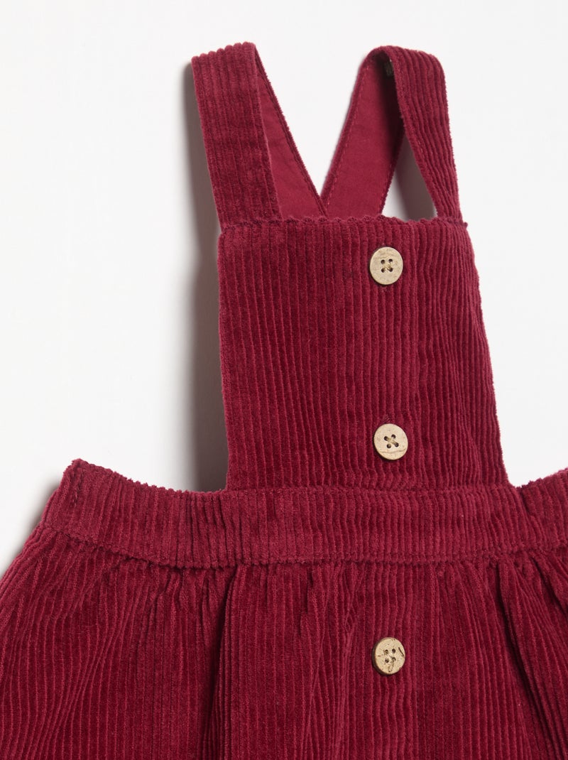 Vestito salopette in velluto a coste Rosso - Kiabi