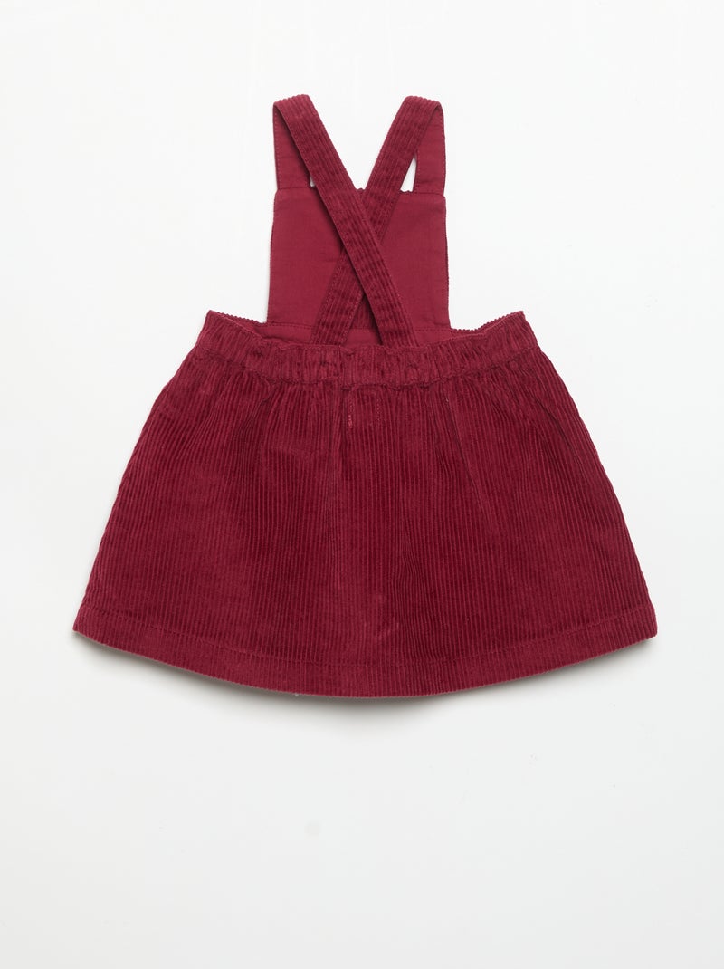 Vestito salopette in velluto a coste Rosso - Kiabi