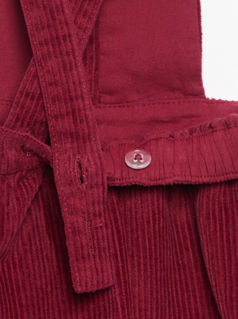 Vestito salopette in velluto a coste Rosso - Kiabi