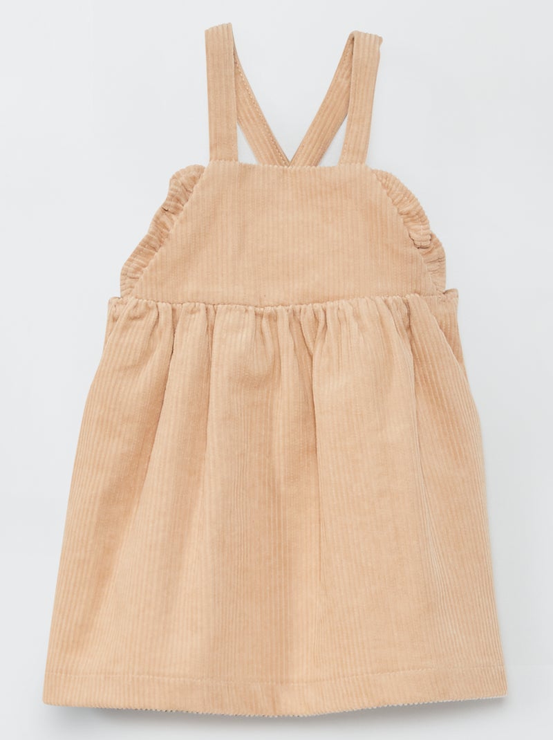 Vestito salopette in velluto BEIGE - Kiabi