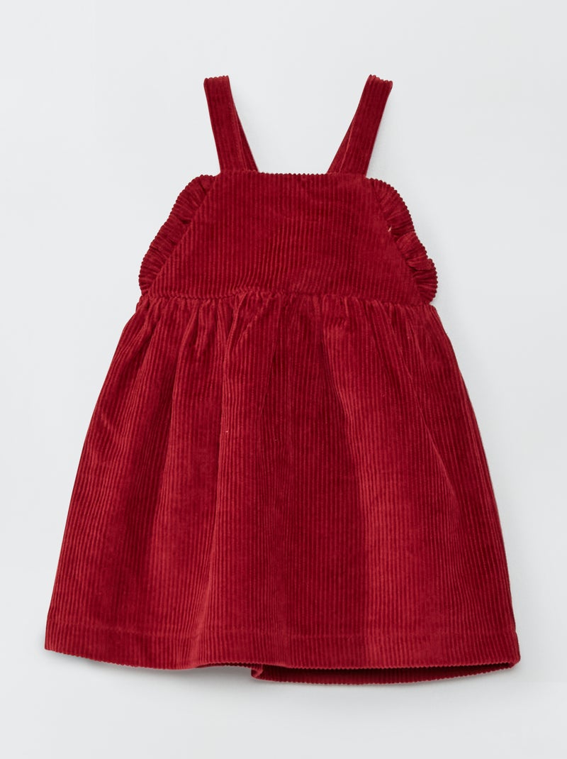 Vestito salopette in velluto rosso bordeaux - Kiabi