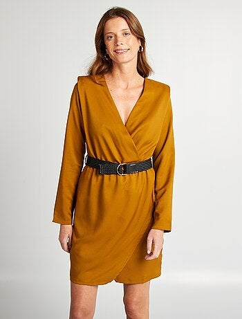 Vestito satinato scollo incrociato