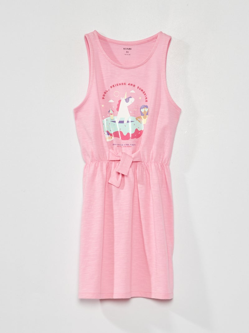 Vestito sciancrato con stampa fantasia ROSA - Kiabi