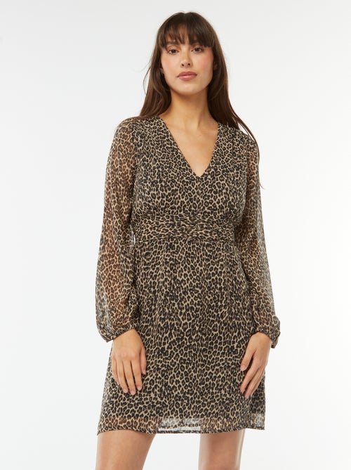 Vestito sciancrato in tessuto effetto crêpe - Kiabi