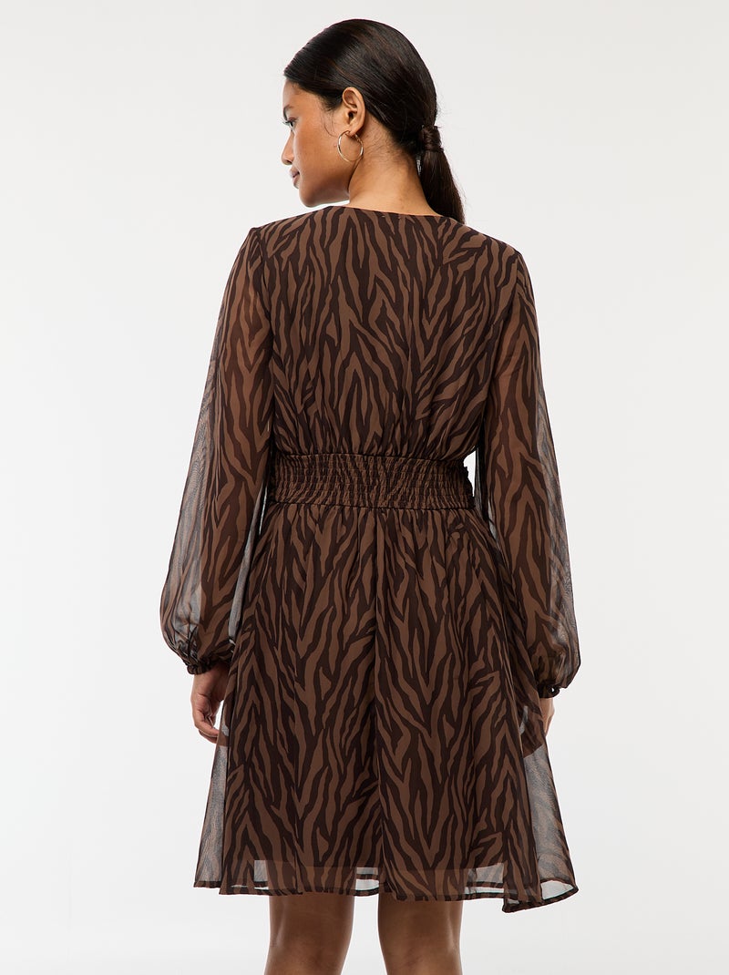 Vestito sciancrato in tessuto effetto crêpe Marrone - Kiabi