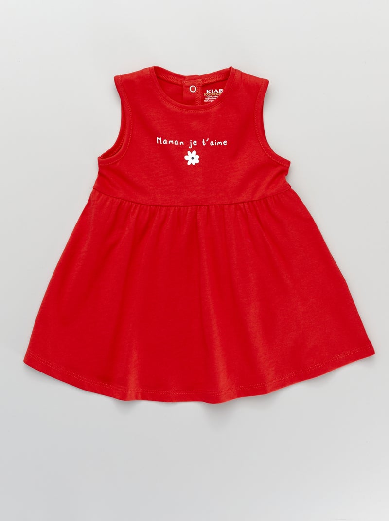 Vestito senza maniche in jersey stampato ROSSO - Kiabi