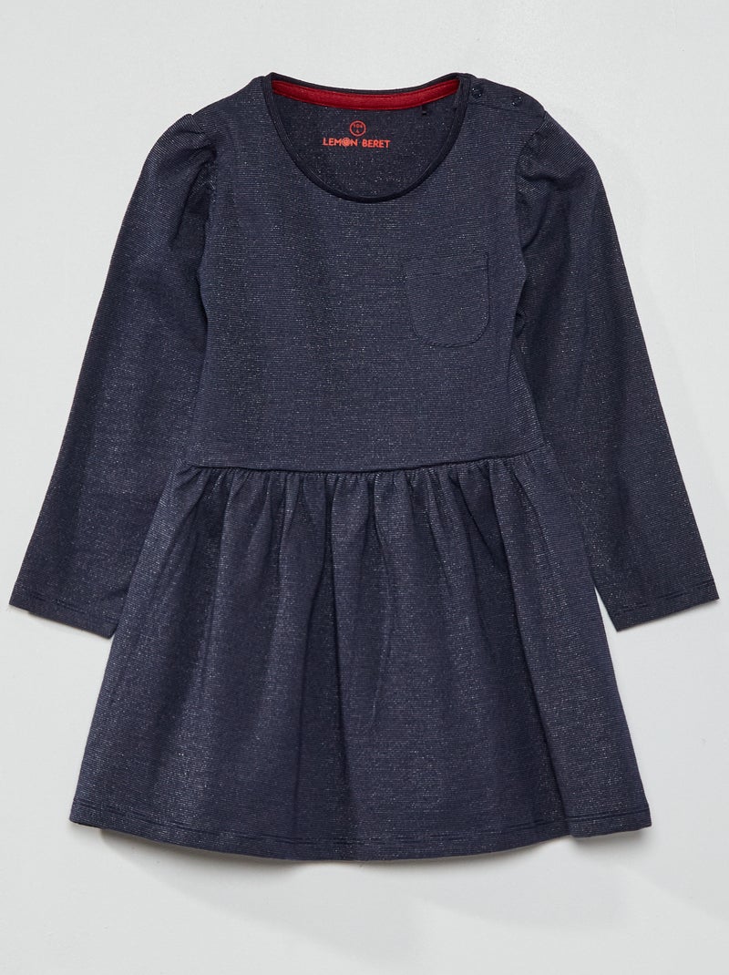 Vestito skater in maglia con paillettes blu marine - Kiabi
