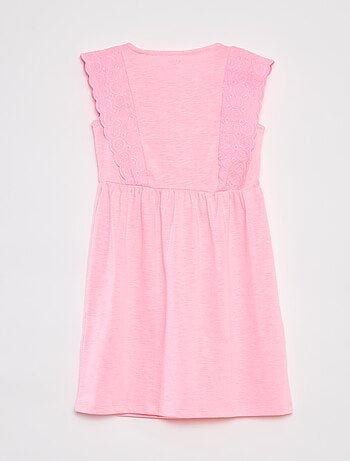 Vestito smanicato con ricami in sangallo